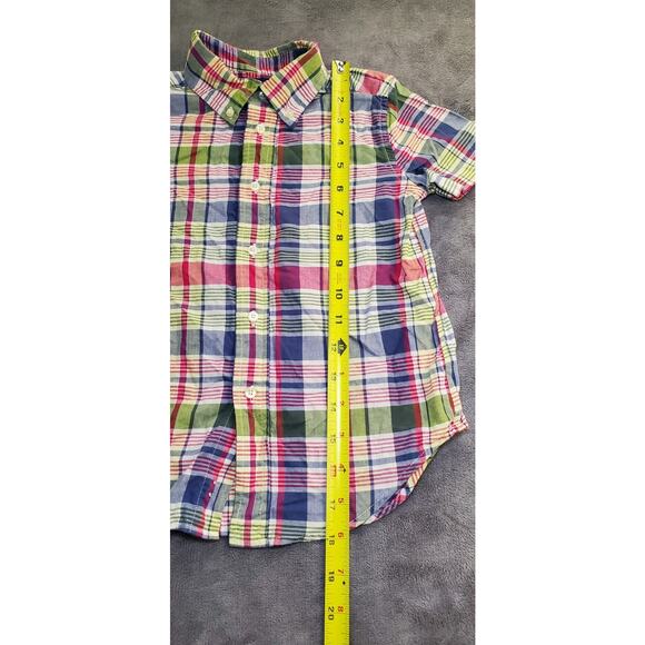 Ralph Lauren Boys Sz 4/4T Short Sleeve Blue Green Checkered Gingham Polo C24-54 - Picture 5 of 7